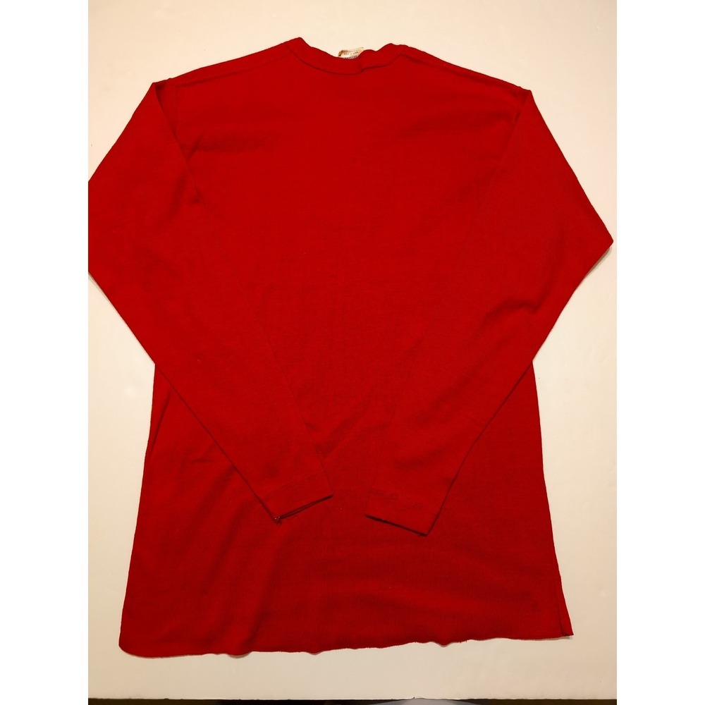Vintage HEALTHKNIT Long Sleeve Henley Shirt Made USA Red XL (but Small Fit) - Picture 8 of 9